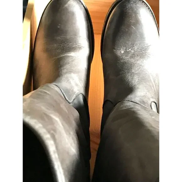 Frye Melissa Dark Moss Sage Green Distressed Leather Tall Riding Boots Size 7